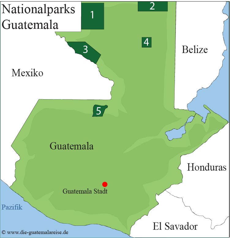 Guatemala Karte der Nationalparks